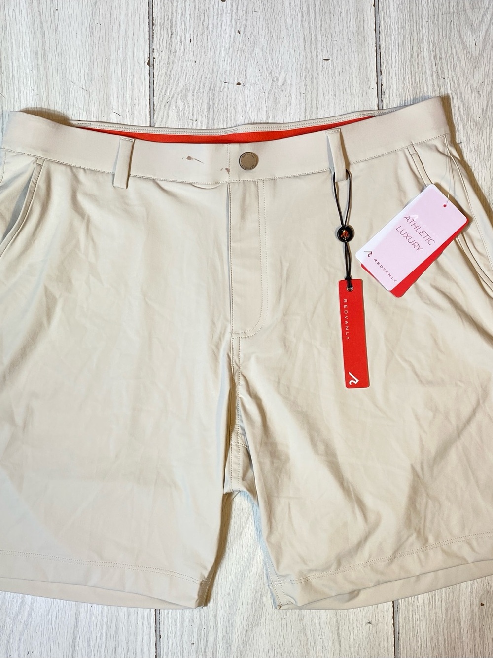 NWT Redvanly Hanover Pull-On Golf Shorts Men's Size L 7.5" Stone Tan MSRP $115